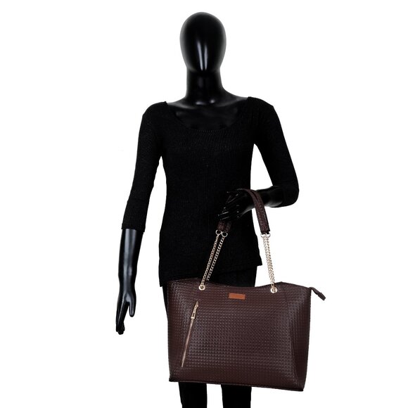 Women's Vegan Leather Brown Colour Satchel Bag – Sling Shoulder Tote Bag - Picture 10 of 10